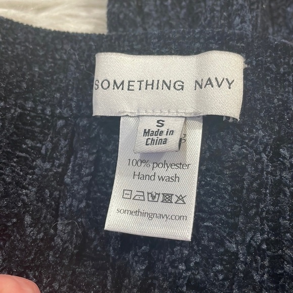 Something Navy Knit Chenille Cable Knit Wide Leg High Rise Pants - Picture 2 of 9